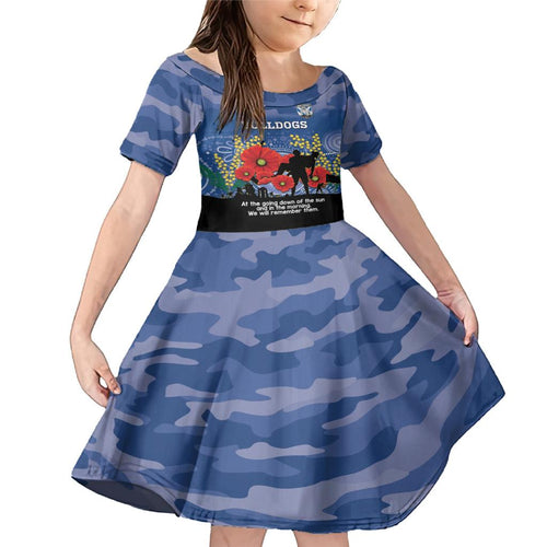 Custom Bulldogs Football ANZAC Family Matching Mermaid Dress and Hawaiian Shirt Gallipoli Camouflage With Poppies
