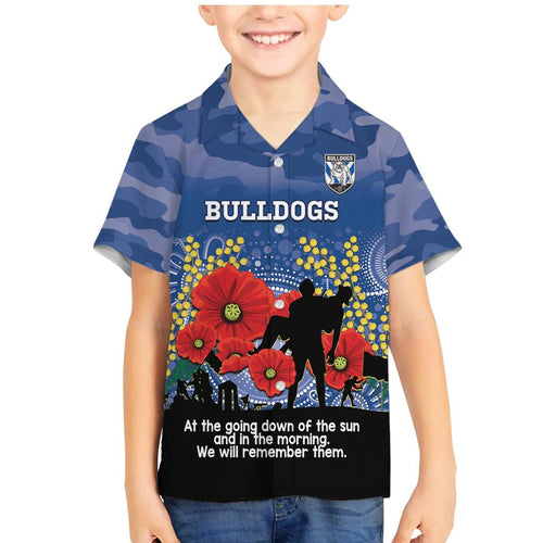 Custom Bulldogs Football ANZAC Family Matching Mermaid Dress and Hawaiian Shirt Gallipoli Camouflage With Poppies