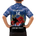 Custom Bulldogs Football ANZAC Family Matching Off Shoulder Long Sleeve Dress and Hawaiian Shirt Gallipoli Camouflage With Poppies