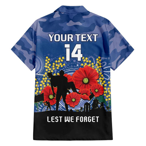 Custom Bulldogs Football ANZAC Family Matching Off Shoulder Long Sleeve Dress and Hawaiian Shirt Gallipoli Camouflage With Poppies