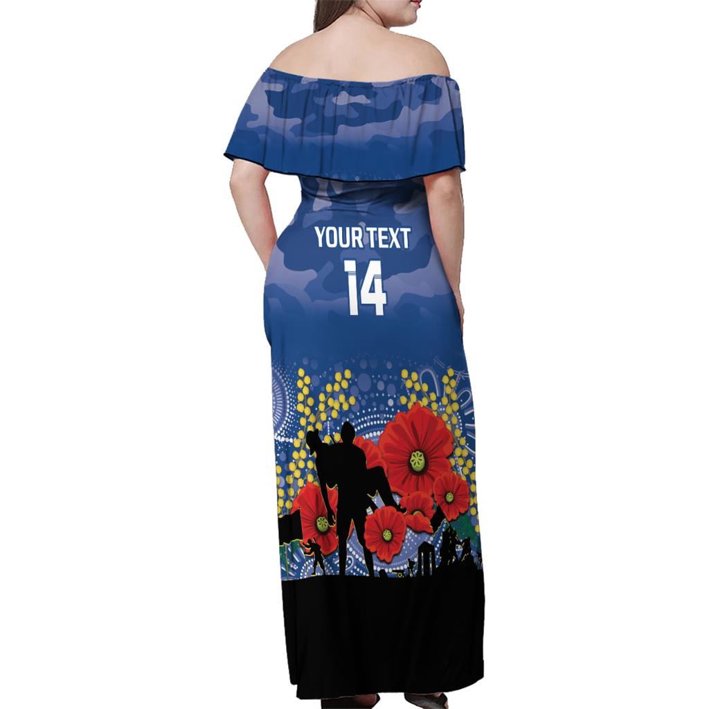 Custom Bulldogs Football ANZAC Family Matching Off Shoulder Maxi Dress and Hawaiian Shirt Gallipoli Camouflage With Poppies