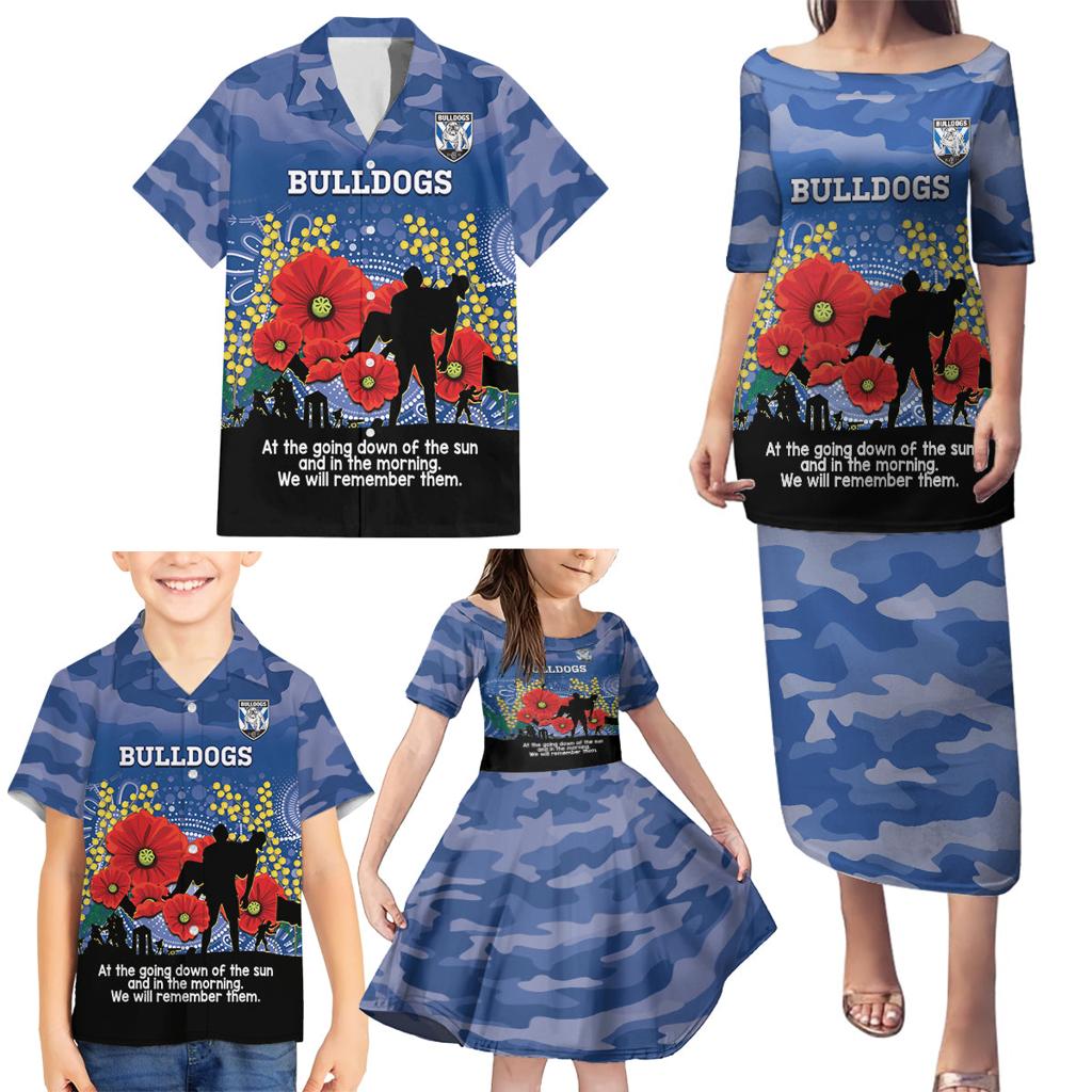 Custom Bulldogs Football ANZAC Family Matching Puletasi and Hawaiian Shirt Gallipoli Camouflage With Poppies