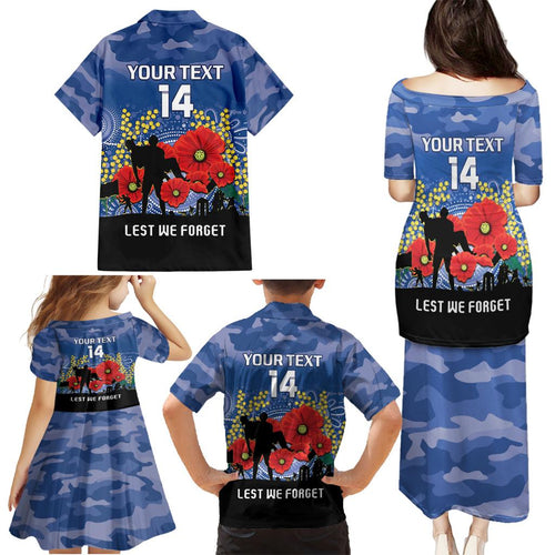 Custom Bulldogs Football ANZAC Family Matching Puletasi and Hawaiian Shirt Gallipoli Camouflage With Poppies