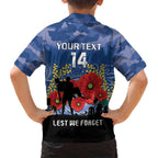Custom Bulldogs Football ANZAC Family Matching Short Sleeve Bodycon Dress and Hawaiian Shirt Gallipoli Camouflage With Poppies