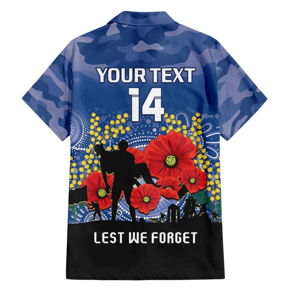 Custom Bulldogs Football ANZAC Family Matching Short Sleeve Bodycon Dress and Hawaiian Shirt Gallipoli Camouflage With Poppies