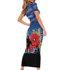Custom Bulldogs Football ANZAC Family Matching Short Sleeve Bodycon Dress and Hawaiian Shirt Gallipoli Camouflage With Poppies