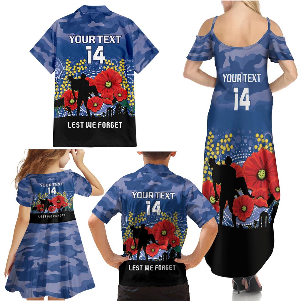 Custom Bulldogs Football ANZAC Family Matching Summer Maxi Dress and Hawaiian Shirt Gallipoli Camouflage With Poppies
