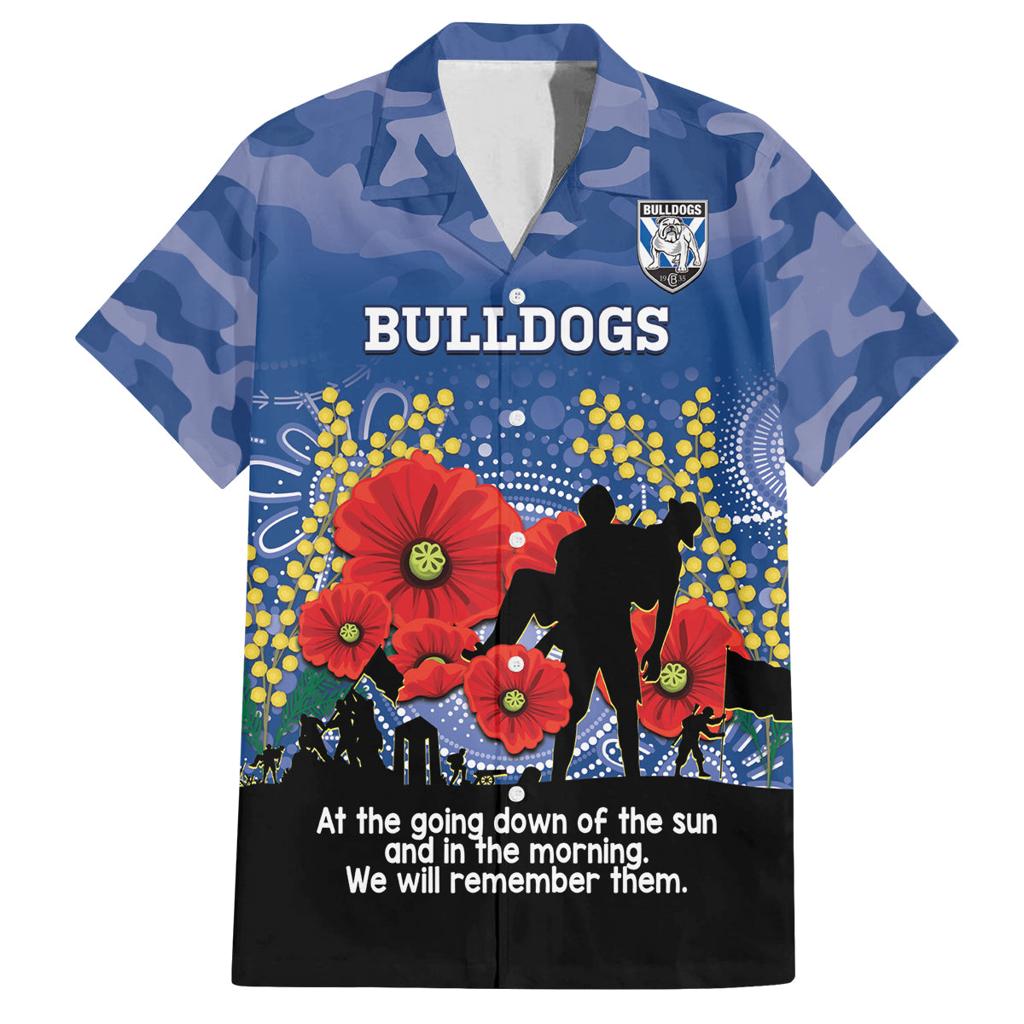 Custom Bulldogs Football ANZAC Family Matching Summer Maxi Dress and Hawaiian Shirt Gallipoli Camouflage With Poppies