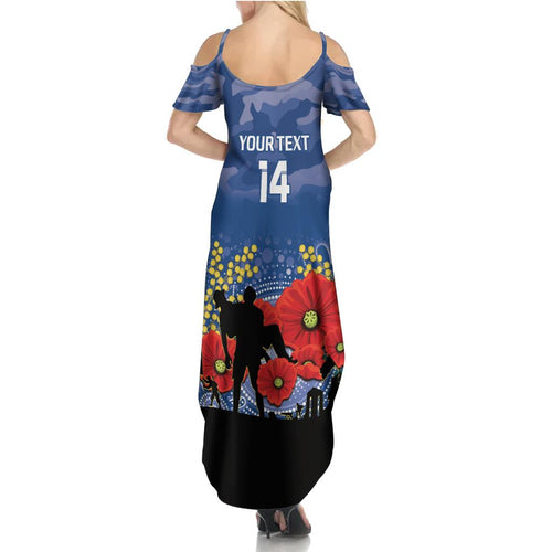 Custom Bulldogs Football ANZAC Family Matching Summer Maxi Dress and Hawaiian Shirt Gallipoli Camouflage With Poppies