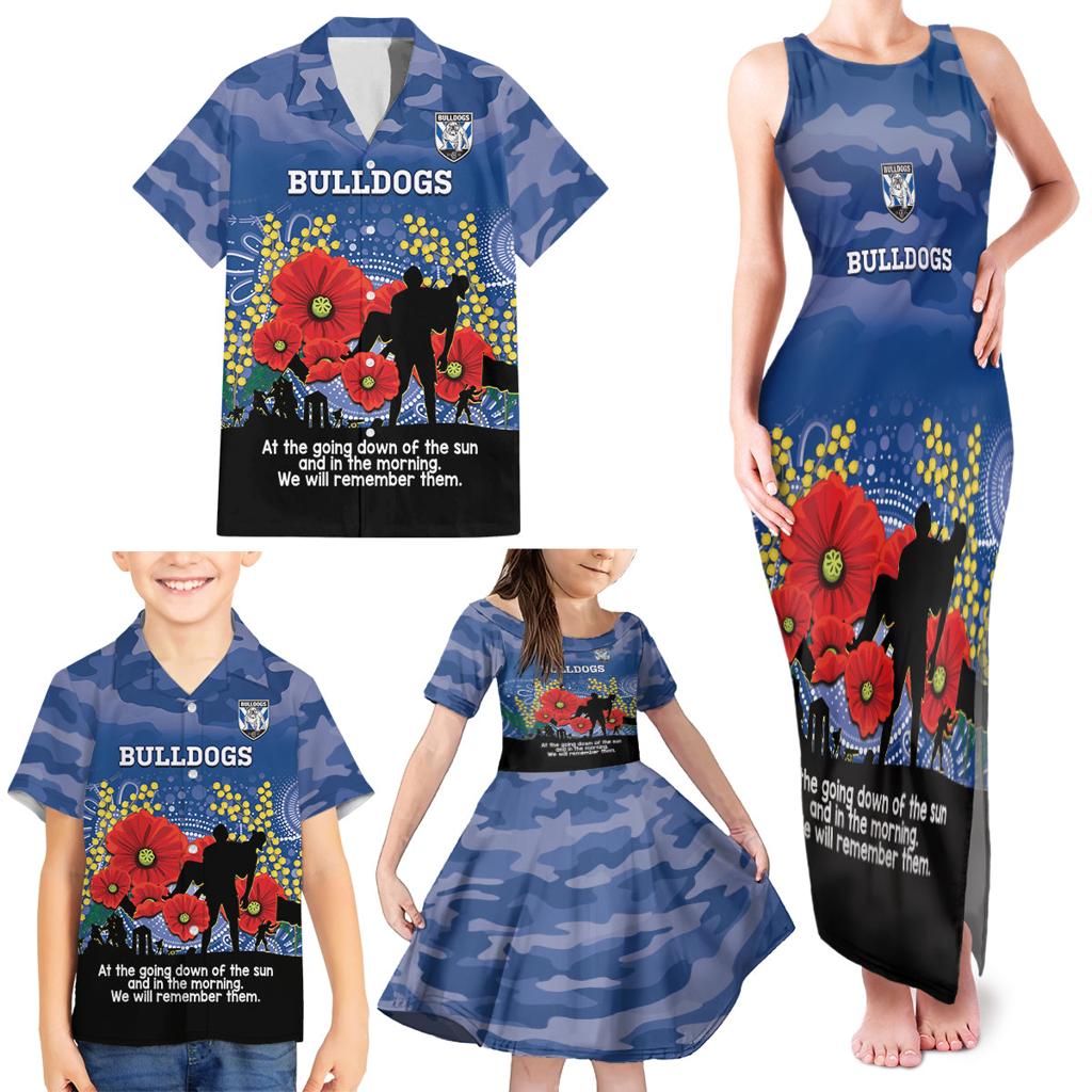 Custom Bulldogs Football ANZAC Family Matching Tank Maxi Dress and Hawaiian Shirt Gallipoli Camouflage With Poppies