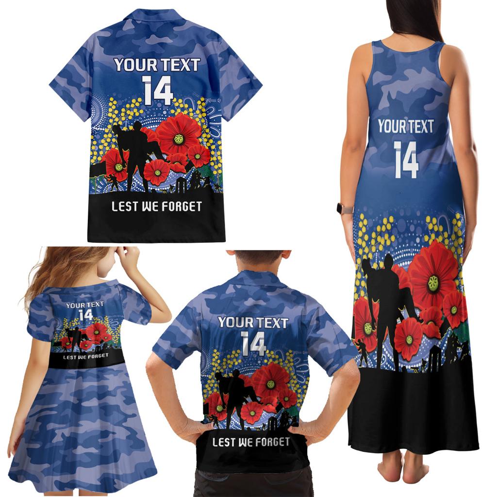 Custom Bulldogs Football ANZAC Family Matching Tank Maxi Dress and Hawaiian Shirt Gallipoli Camouflage With Poppies