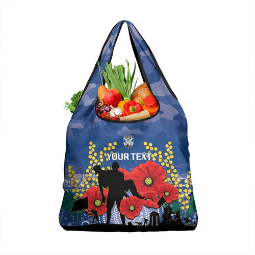 Custom Bulldogs Football ANZAC Grocery Bag Gallipoli Camouflage With Poppies