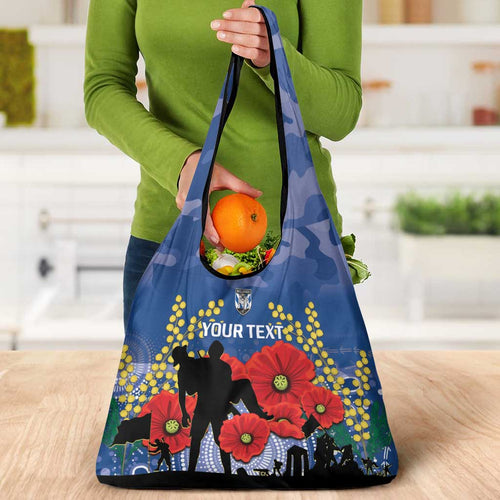 Custom Bulldogs Football ANZAC Grocery Bag Gallipoli Camouflage With Poppies