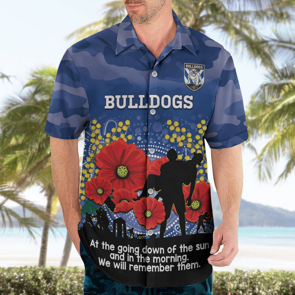 Custom Bulldogs Football ANZAC Hawaiian Shirt Gallipoli Camouflage With Poppies