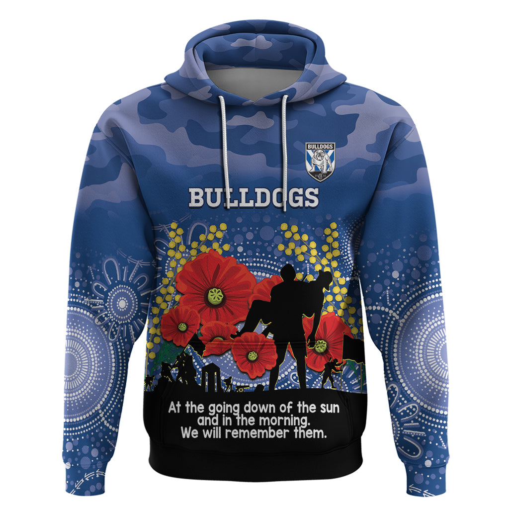Custom Bulldogs Football ANZAC Hoodie Gallipoli Camouflage With Poppies