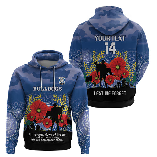 Custom Bulldogs Football ANZAC Hoodie Gallipoli Camouflage With Poppies