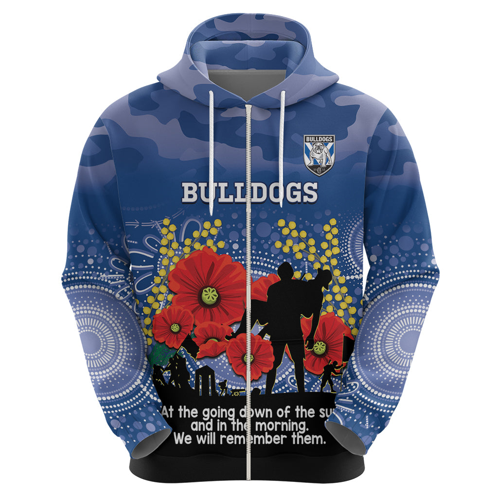 Custom Bulldogs Football ANZAC Hoodie Gallipoli Camouflage With Poppies