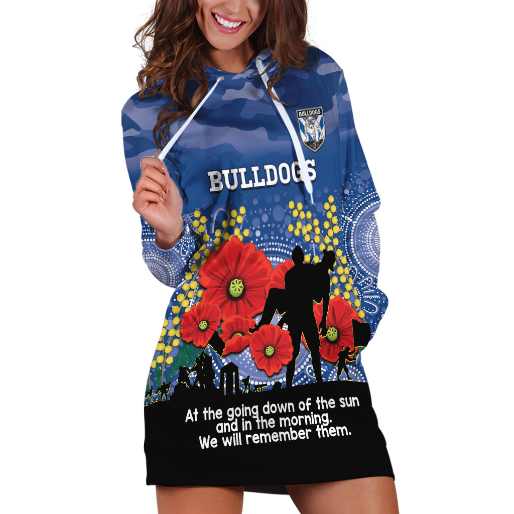 Custom Bulldogs Football ANZAC Hoodie Dress Gallipoli Camouflage With Poppies