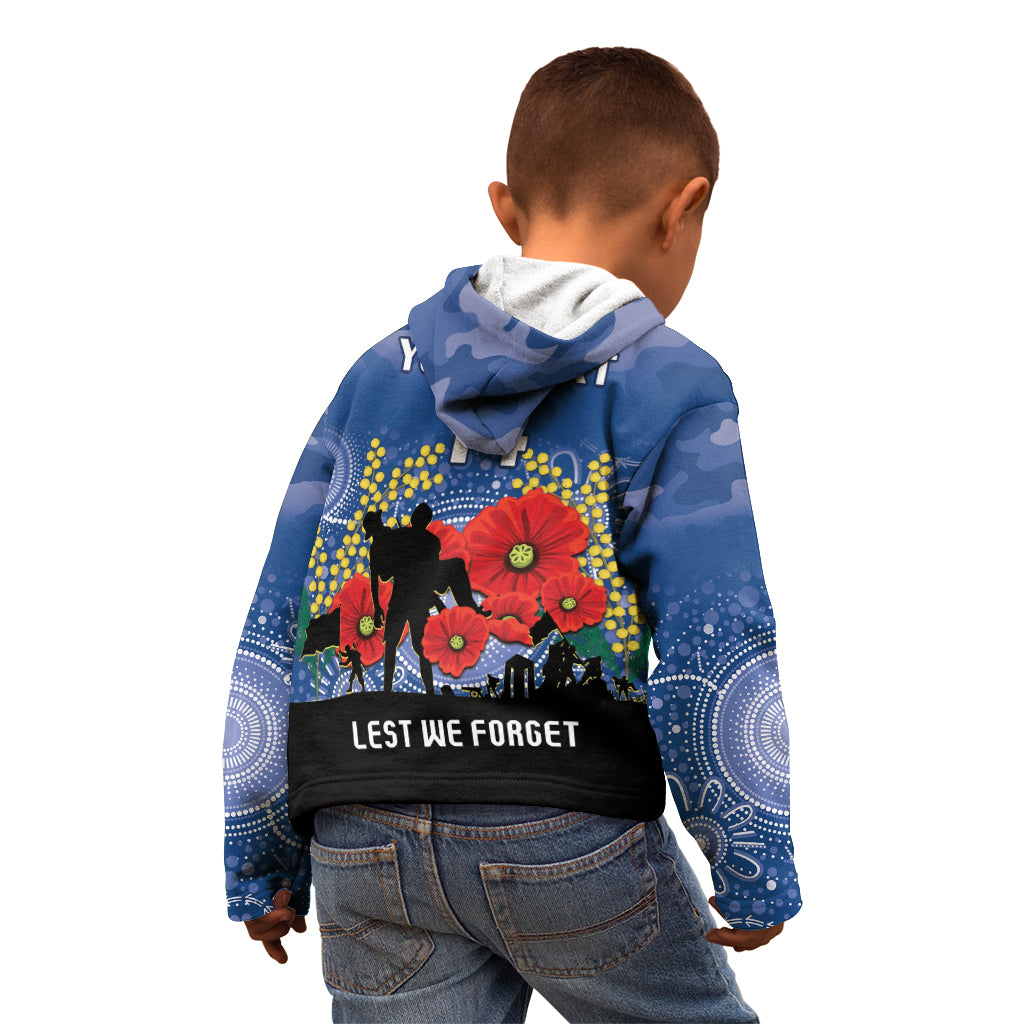 Custom Bulldogs Football ANZAC Kid Hoodie Gallipoli Camouflage With Poppies