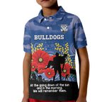 Custom Bulldogs Football ANZAC Kid Polo Shirt Gallipoli Camouflage With Poppies