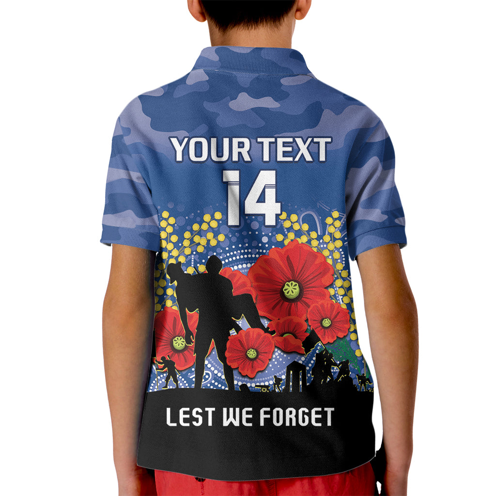 Custom Bulldogs Football ANZAC Kid Polo Shirt Gallipoli Camouflage With Poppies