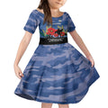 Custom Bulldogs Football ANZAC Kid Short Sleeve Dress Gallipoli Camouflage With Poppies