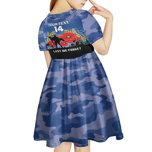 Custom Bulldogs Football ANZAC Kid Short Sleeve Dress Gallipoli Camouflage With Poppies