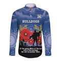 Custom Bulldogs Football ANZAC Long Sleeve Button Shirt Gallipoli Camouflage With Poppies