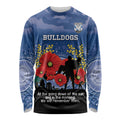 Custom Bulldogs Football ANZAC Long Sleeve Shirt Gallipoli Camouflage With Poppies