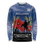 Custom Bulldogs Football ANZAC Long Sleeve Shirt Gallipoli Camouflage With Poppies