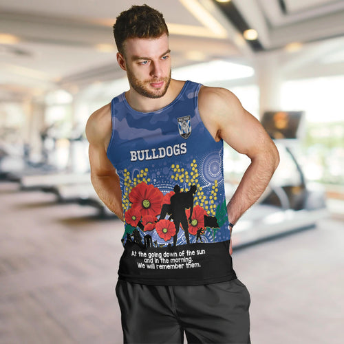Custom Bulldogs Football ANZAC Men Tank Top Gallipoli Camouflage With Poppies