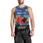 Custom Bulldogs Football ANZAC Men Tank Top Gallipoli Camouflage With Poppies