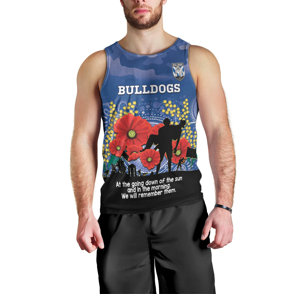 Custom Bulldogs Football ANZAC Men Tank Top Gallipoli Camouflage With Poppies
