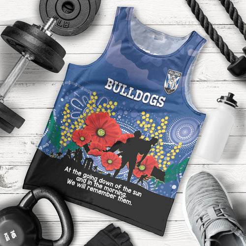 Custom Bulldogs Football ANZAC Men Tank Top Gallipoli Camouflage With Poppies