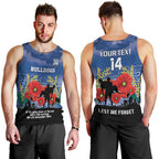 Custom Bulldogs Football ANZAC Men Tank Top Gallipoli Camouflage With Poppies