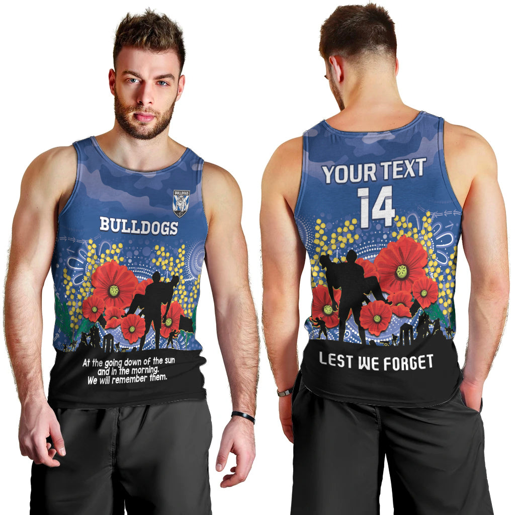 Custom Bulldogs Football ANZAC Men Tank Top Gallipoli Camouflage With Poppies