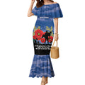 Custom Bulldogs Football ANZAC Mermaid Dress Gallipoli Camouflage With Poppies