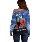 Custom Bulldogs Football ANZAC Off Shoulder Sweater Gallipoli Camouflage With Poppies
