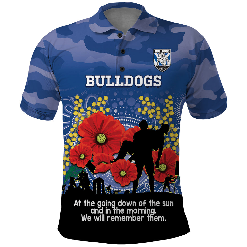 Custom Bulldogs Football ANZAC Polo Shirt Gallipoli Camouflage With Poppies