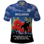 Custom Bulldogs Football ANZAC Polo Shirt Gallipoli Camouflage With Poppies