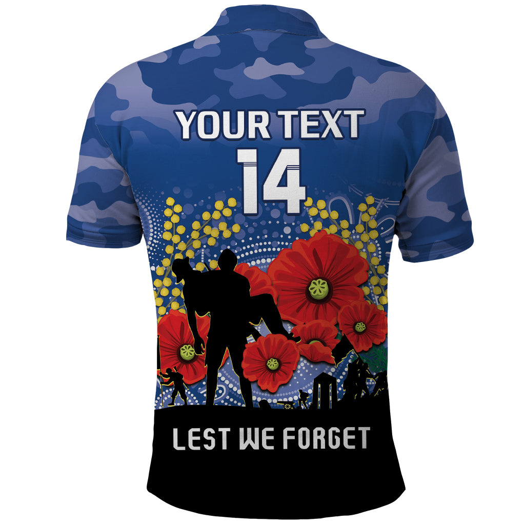 Custom Bulldogs Football ANZAC Polo Shirt Gallipoli Camouflage With Poppies