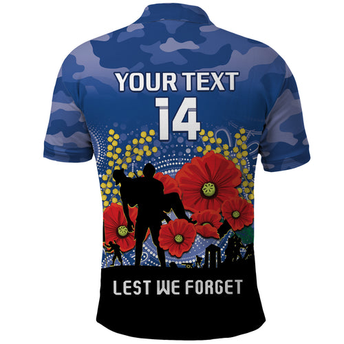 Custom Bulldogs Football ANZAC Polo Shirt Gallipoli Camouflage With Poppies
