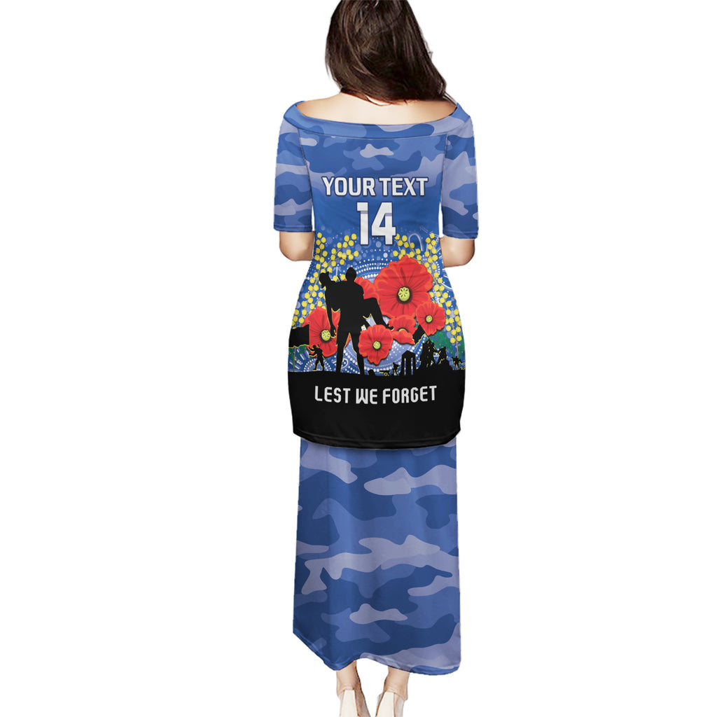 Custom Bulldogs Football ANZAC Puletasi Gallipoli Camouflage With Poppies