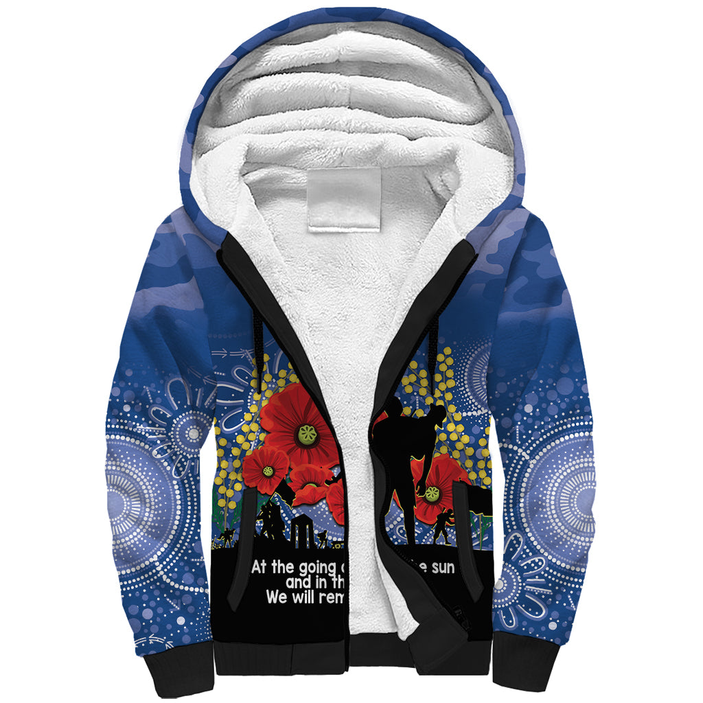 Custom Bulldogs Football ANZAC Sherpa Hoodie Gallipoli Camouflage With Poppies