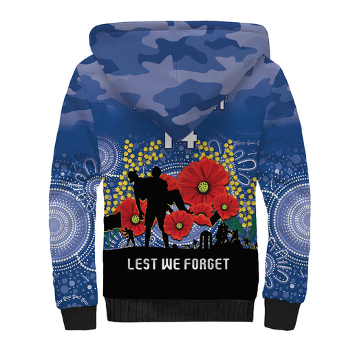 Custom Bulldogs Football ANZAC Sherpa Hoodie Gallipoli Camouflage With Poppies