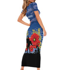 Custom Bulldogs Football ANZAC Short Sleeve Bodycon Dress Gallipoli Camouflage With Poppies