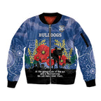Custom Bulldogs Football ANZAC Sleeve Zip Bomber Jacket Gallipoli Camouflage With Poppies