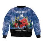Custom Bulldogs Football ANZAC Sleeve Zip Bomber Jacket Gallipoli Camouflage With Poppies