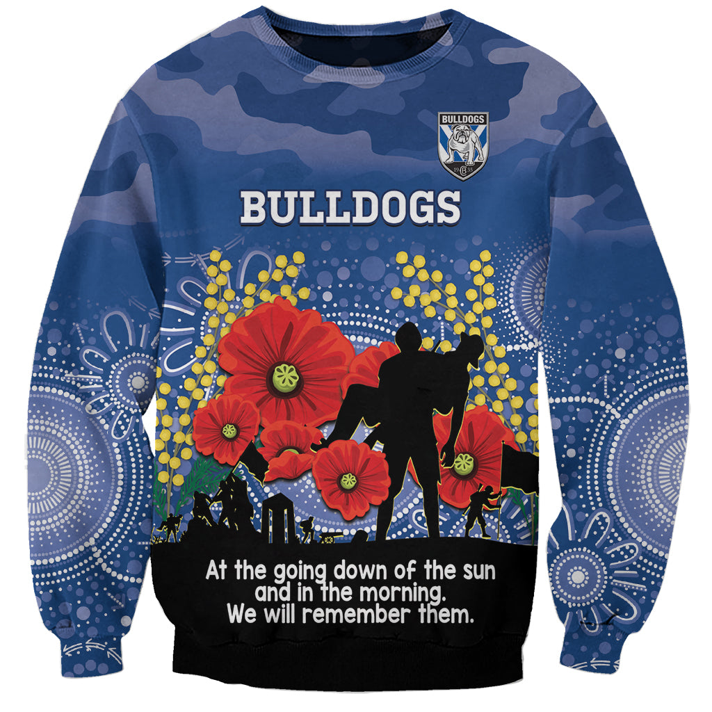 Custom Bulldogs Football ANZAC Sweatshirt Gallipoli Camouflage With Poppies