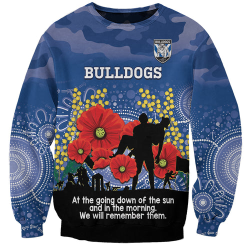 Custom Bulldogs Football ANZAC Sweatshirt Gallipoli Camouflage With Poppies